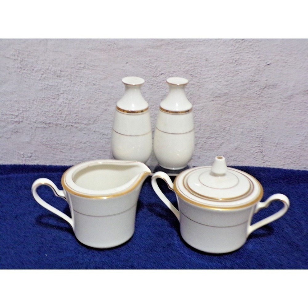 Noritake Linton #7552 Porcelain Dinnerware Salt & Pepper Creamer & Sugar Vintage